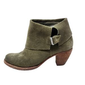 Alice + Olivia Caden Folded Collar Slouchy Oiled Suede Ankle Booties Size 36.5
